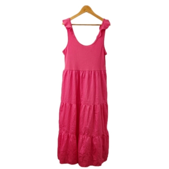 NWT Gap Mixed Fabric Flutter Sleeve Maxi Dress - Picture 2 of 4